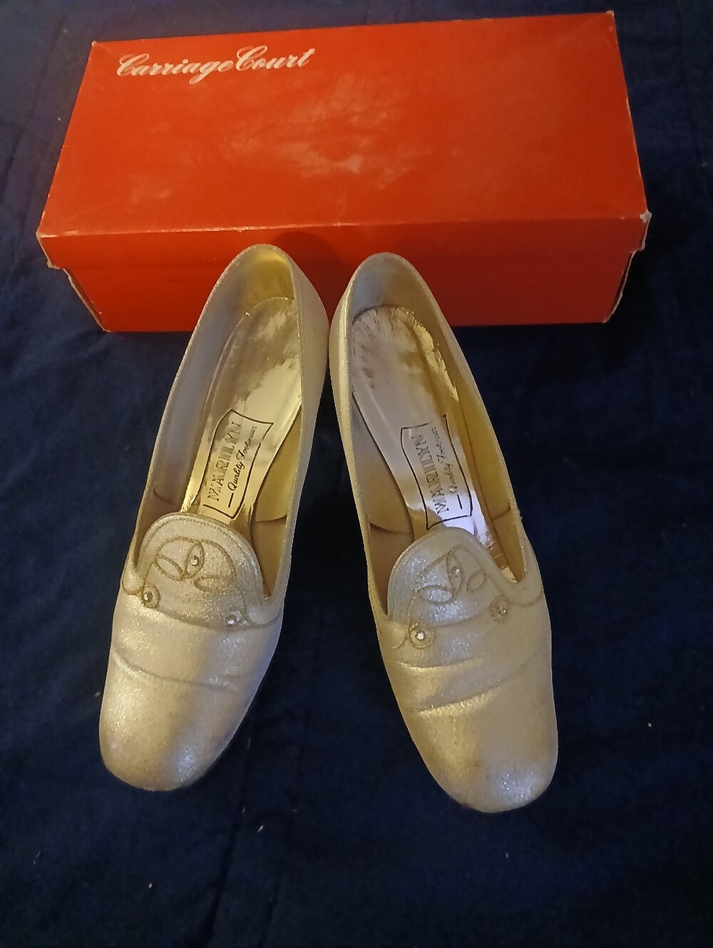 Marilyn 50's-60's  Mid- Century Metallic Gold Cocktail Heels Size 8.5